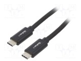 Cablu USB 2.0 USB C 1m negru QOLTEC 480Mbps