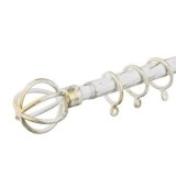 Galerie pentru perdele extensibilă, metalică, albă periat, cu sferă, 160-300 cm, CMCLASS