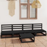 VidaXL Set mobilier de grădină, 5 piese, negru, lemn masiv de pin 3075348