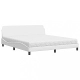 Cumpara ieftin Pat cu saltea, Dover, alb, 180x200 cm, piele ecologica