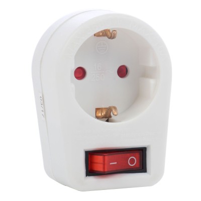 Adaptor priza Hoff Line, intrerupator, 16A, alb foto
