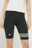 Cumpara ieftin Adidas Originals pantaloni scurti femei, culoarea negru, cu imprimeu, high waist