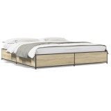 Cumpara ieftin Cadru de pat, stejar sonoma, 200x200cm, lemn prelucrat si metal