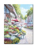 Tablou pictat manual, Piata de flori, 70x50cm ulei pe panza, Valentin Pop