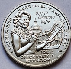 25 cents / quarter dollar 2024 USA, Patsy Takemoto Mink, litera D foto