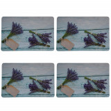 Set suport farfurie Pufo pentru servirea mesei, model Lavender, 4 bucati, 43 x 28 cm