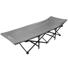 Pat pliant pentru camping, cu saltea si perna, structura metalica, 190x70x37cm, gri Household NewTrend