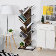 HOMCOM biblioteca in forma de copac, 50x28x142cm, maro foto