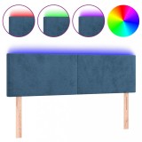Cumpara ieftin Tablie de pat cu LED, albastru inchis, 144x5x78/88 cm, catifea