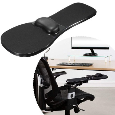 Suport ergonomic pentru mana cu mousepad gel, fixare scaun sau birou, 180 grade, negru foto