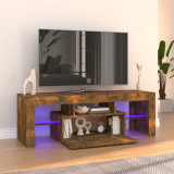 VidaXL Comodă TV cu lumini LED, stejar fumuriu, 120x35x40 cm