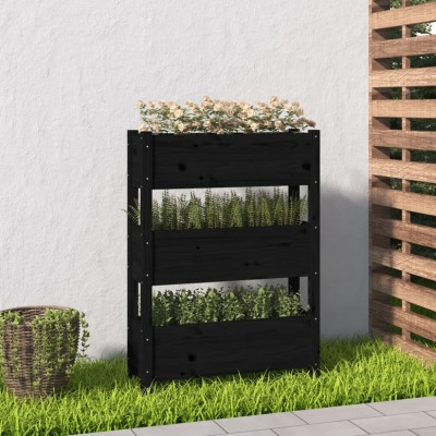 vidaXL Jardinieră, negru, 77 x 25 x 104,5 cm, lemn masiv de pin 823938 foto