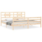 Cumpara ieftin Cadru pat cu tablie 200x200 cm, lemn masiv de pin