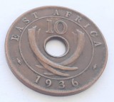 323. Moneda Africa de Est 10 cents 1936 ( monetaria Heaton - H)