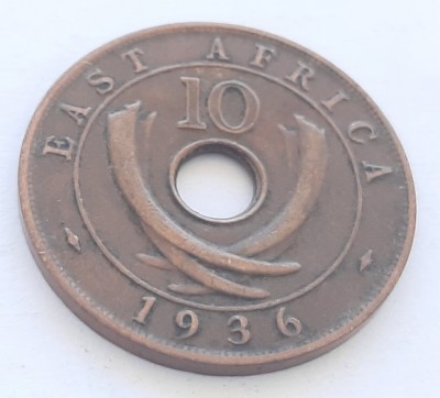 323. Moneda Africa de Est 10 cents 1936 ( monetaria Heaton - H) foto