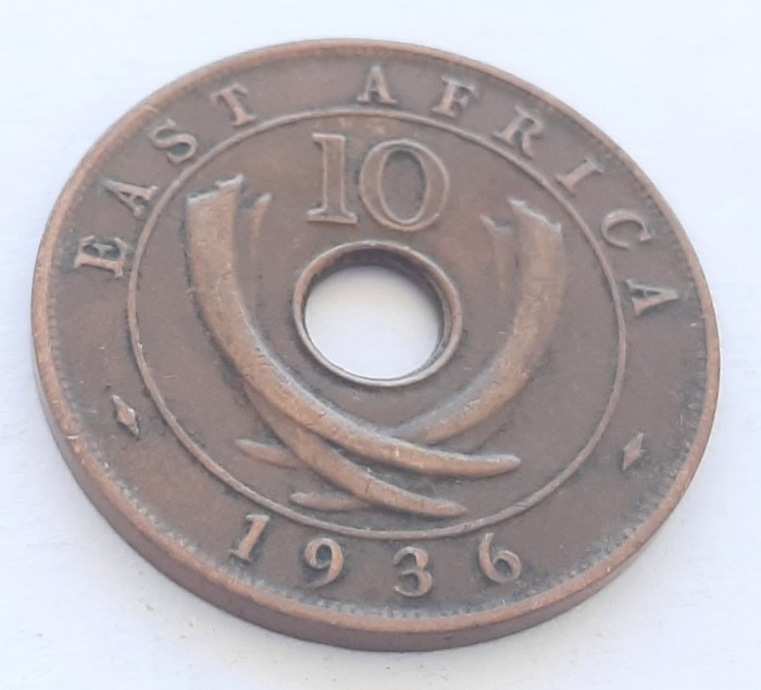 323. Moneda Africa de Est 10 cents 1936 ( monetaria Heaton - H)