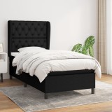 VidaXL Pat box spring cu saltea, negru, 80x200 cm, textil