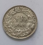 Switzerland, 1/2 Franc 1945, Argint.