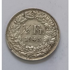 Switzerland, 1/2 Franc 1945, Argint.