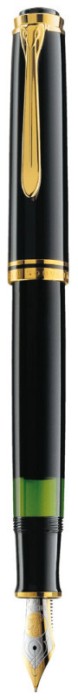 STILOU SOUVERAN M800 B,PENITA AUR 18K,ACCESORII PLACATE CU AUR,CORP NEGRU