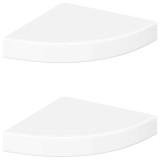 Cumpara ieftin Rafturi de colt plutitoare, 2 buc., alb lucios, 25x25x3,8 cm, MDF