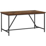HOMCOM Masă Dreptunghiulară pentru 6 Persoane &icirc;n Stil Industrial cu Picioare Reglabile din Lemn și Oțel, 150x80x75 cm, Maro | Aosom Romania