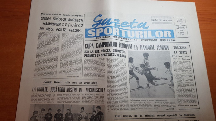 gazeta sporturilor 27 ianuarie 1990-chimistul ramnicu valcea in cupa campionilor