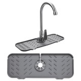 Covoras protectie chiuveta Koken, Protectie anti-stropire, Silicon, pliabil, suprafata anti-alunecare, 37 x 14 x 6,3 cm, Gri - Negru