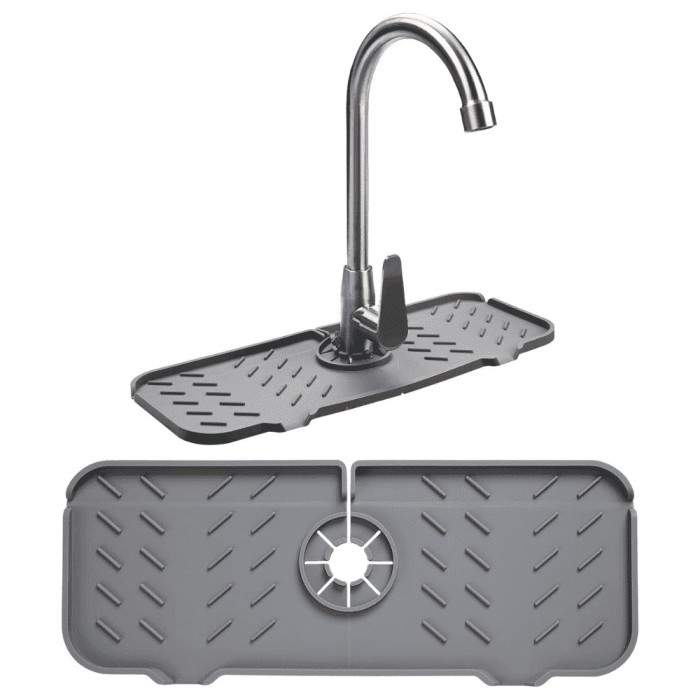Covoras protectie chiuveta Koken, Protectie anti-stropire, Silicon, pliabil, suprafata anti-alunecare, 37 x 14 x 6,3 cm, Gri - Gri
