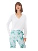 Bluza Dama Trendyol Alba, Maneca Lunga, Decolteu V, Bumbac 100%, Casual - Outlet (Pata Mica)