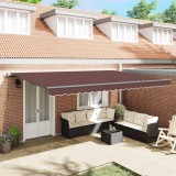 vidaXL Copertină retractabilă manual, maro, 500x300 cm