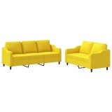 Cumpara ieftin Set de canapele cu perne, 2 piese, galben deschis, textil