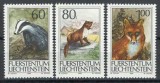 Liechtenstein 1993 Mi 1066/68 MNH - Vanatoarea (III), fauna