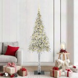 vidaXL Brad de Crăciun cu 300 LED cu suport Alb 180 cm PE și Oțel 3396233
