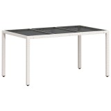 Cumpara ieftin Masa gradina cu blat din sticla, alb, 150x90x75 cm, poliratan