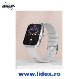 Smartwatch modern GIDA-CRIS Y22 GC178 cu ecran TFT de 1.7" gri si carcasa metalica, notificari apel si retele sociale, monitorizare ritm cardiac si di