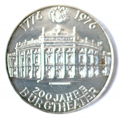 AUSTRIA 100 SILINGI SCHILLING 1976 200 JAHRE BURGTHEATER ARGINT AUNC foto