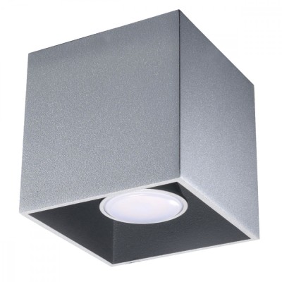 Lustră De Tavan Quad Gri Aluminiu 1 Bec Pătrat Modern De Interior foto