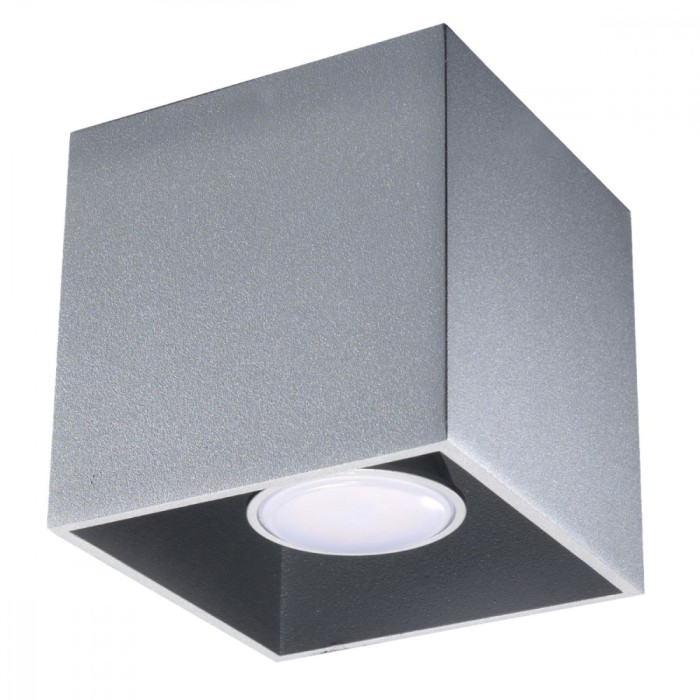 Lustră De Tavan Quad Gri Aluminiu 1 Bec Pătrat Modern De Interior