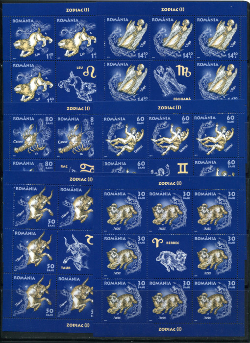 2011 , Lp 1900 e , ZODIAC I , minicoli 8 timbre + 1 vinieta - MNH