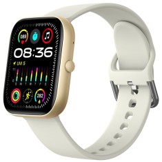 Smartwatch iSEN C08, Auriu, Curea TPU Alb, 1.91 TFT, Ritm Cardiac, Tensiune Arteriala, Oxigen in Sange (SpO2), Moduri Sport, Notificari Apeluri Mesaje