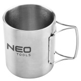 Cana camping din inox 320 ml cu perete dublu si manere pliabile