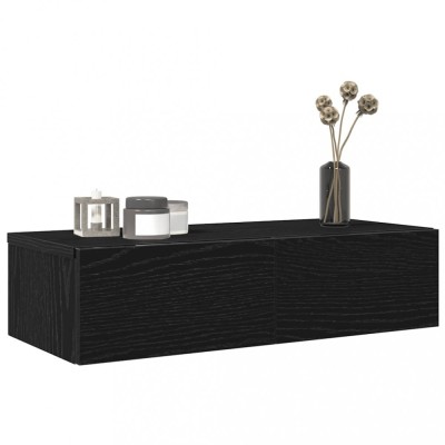 Gossi raft de perete cu sertare negru 60x26,5x15 cm lemn prelucrat foto
