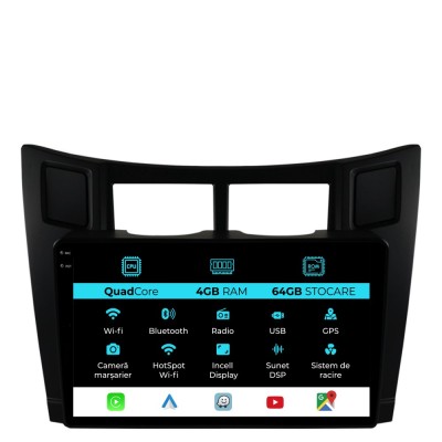 Navigatie Dedicata Toyota Yaris (2005-2011),QuadCore, 9Inch, 4Gb Ram, 64Gb Stocare, Carplay foto