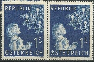 AUSTRIA 1954 - SARBATORI RELIGIOASE ,CRACIUN STRAIF DE 2 NESTAMPILAT foto
