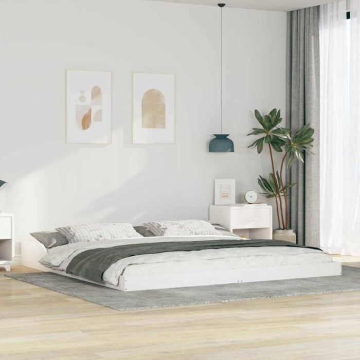 Cadru de pat Alb 200 x 200 cm Lemn masiv de pin
