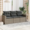 Gossi set canapea de gradina cu perne, 3 piese, gri, poliratan