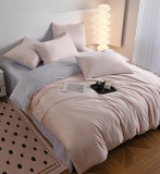 Cumpara ieftin Lenjerie De Pat Tip Matase Liora Tm008, Bumbac, Poliester, 4 Piese, Fara Elastic, Bej