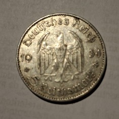 Germania Nazista 5 reichsmark 1934 J argint foto