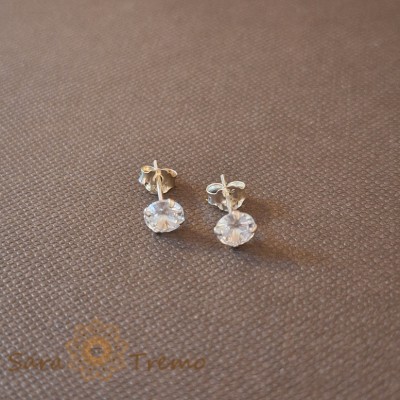 Cercei Unisex cu Cristal Zirconia Alb - Argint 925, 5 mm foto